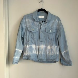 Blank nyc oversized denim jacket in light blue with white dye